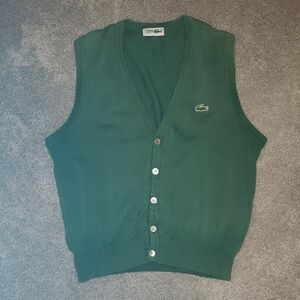 Lacoste Vintage Rene Paris Men's Green Cardigan Sweater Vest/Tank,